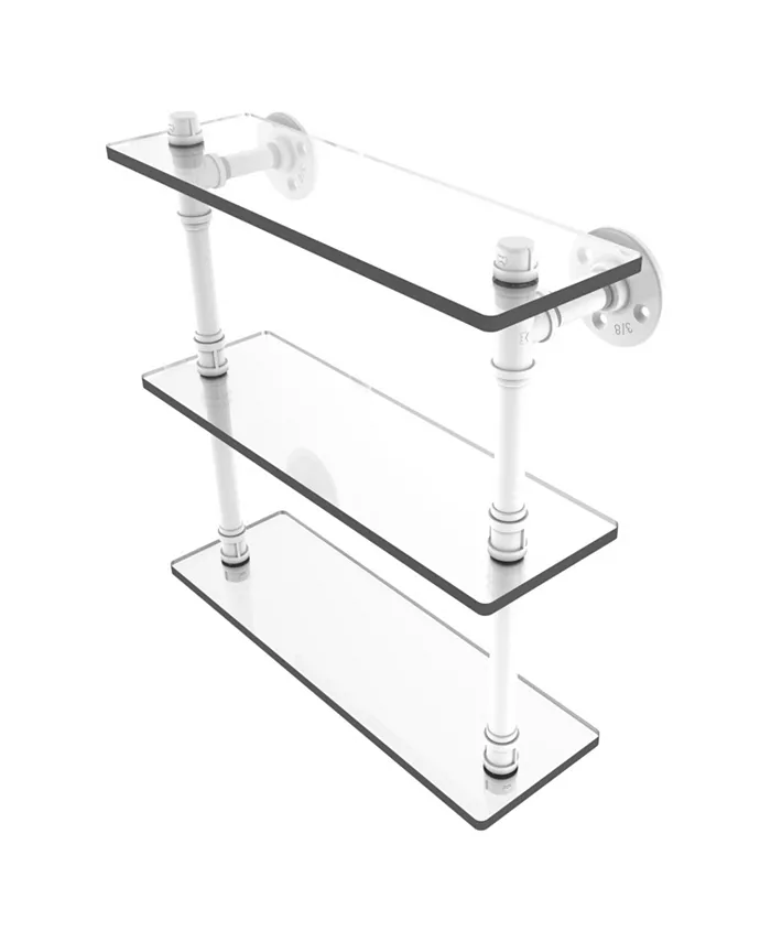Allied Brass Pipeline Collection 16 Inch Triple Glass Shelf