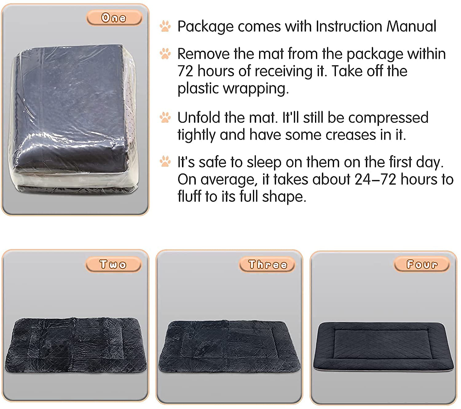 PROCIPE Large Dog Bed Soft Crate Mat Washable Cozy Kennel Pads for Large Medium Pets Sleeping