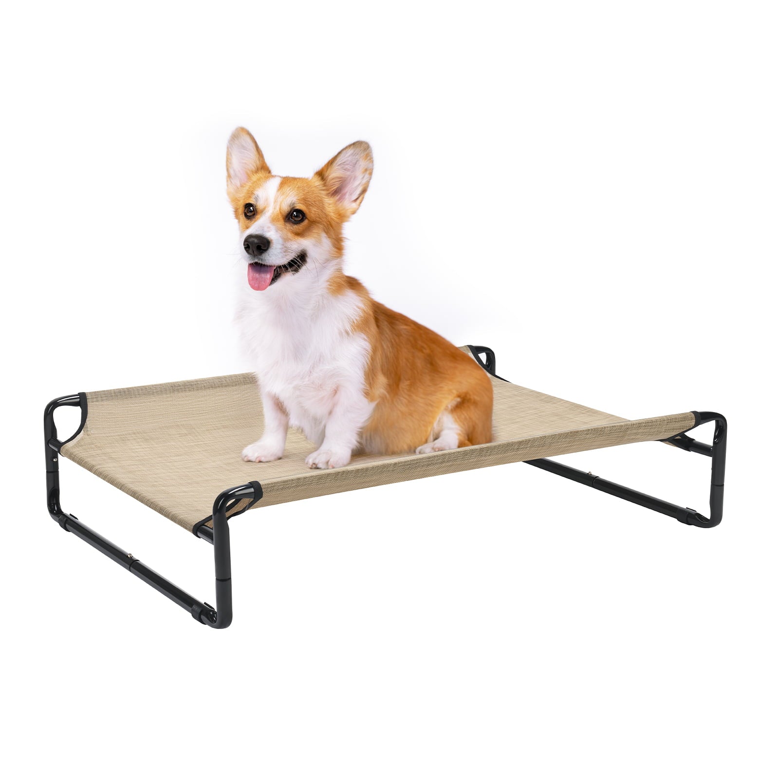 Veehoo Original Cooling Elevated Dog Bed， Raised Dog Cot with Washable Mesh， Medium， Beige Coffee