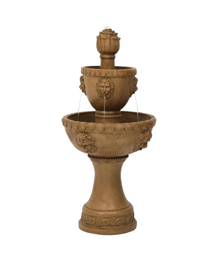 Sunnydaze Decor Contemporary Lion Polyresin Outdoor 2-Tier Water Fountain