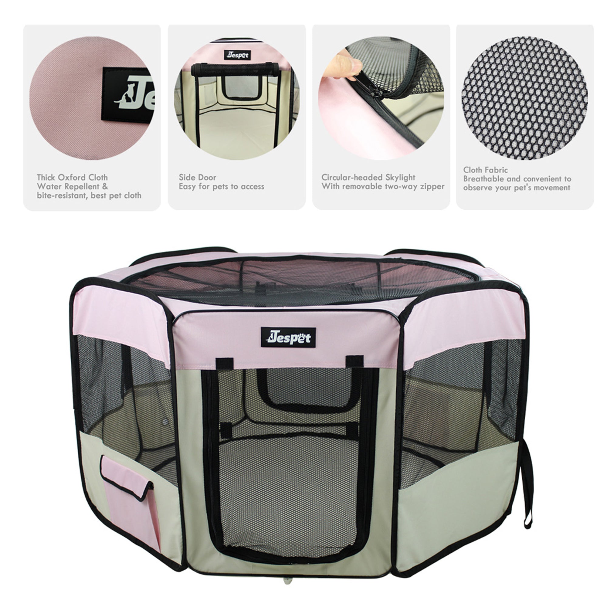 212 Main PPP-45PK 45 in. Soft Pet Playpenand#44; Pink and Creamy White - Medium