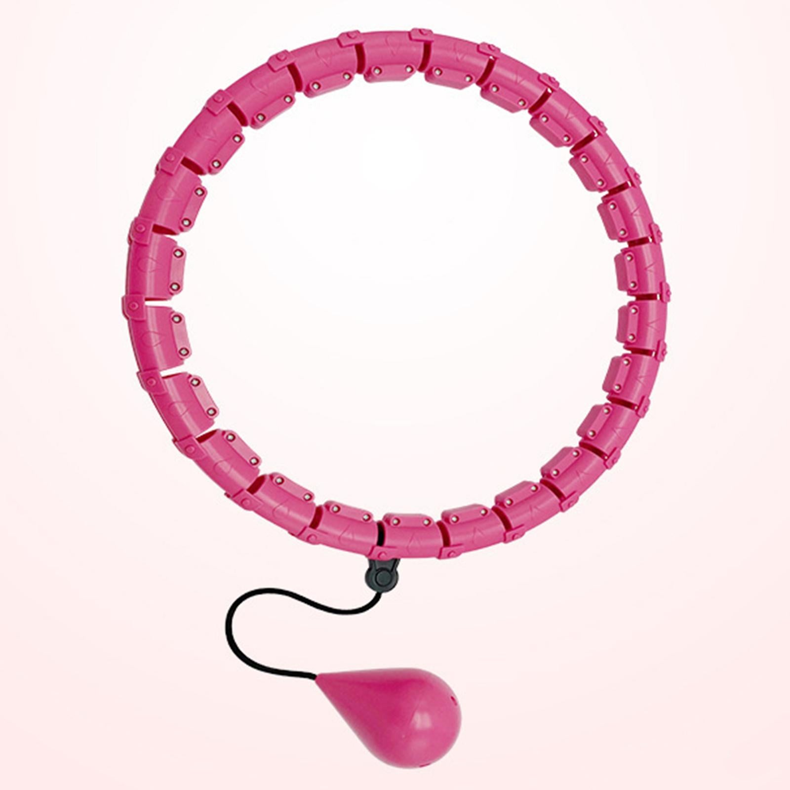 Weighted Hoops， Abdomen Fitness Exercise Massage Hoop for Adults/ ， 24 Sections Detachable Size Adjustable - Pink