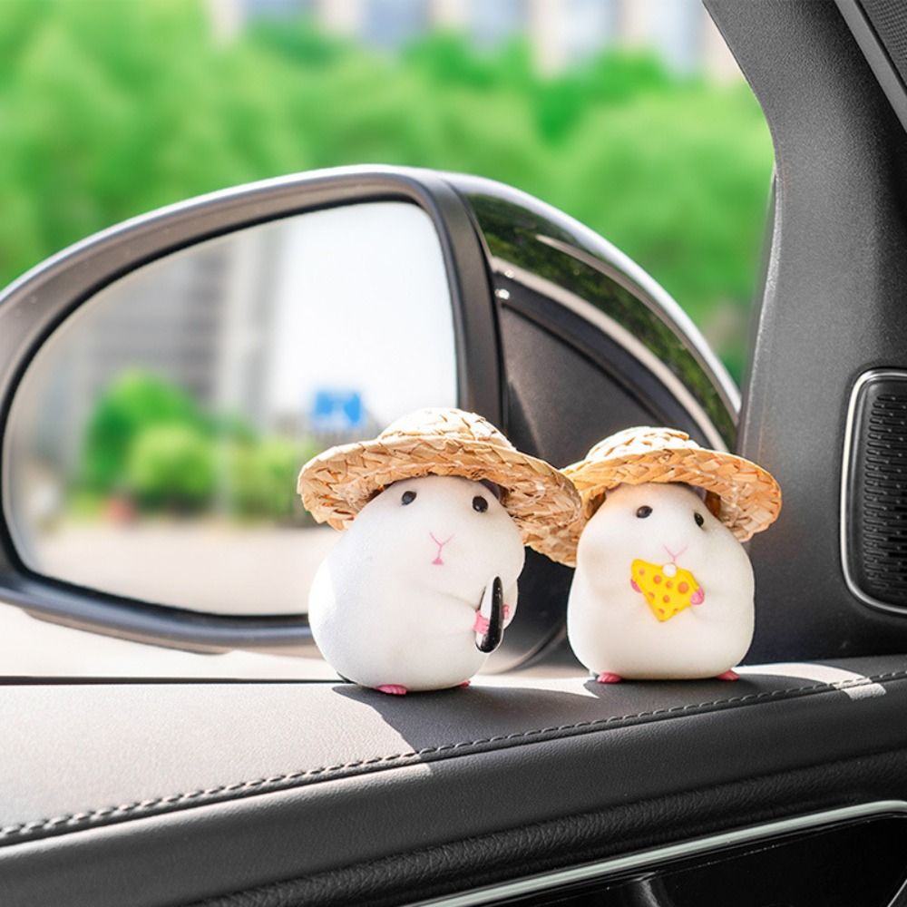1pc Cute Statues Stealing Hamster Vehicle Interior Decor Car Accessories Auto Decorative Supplies Figurine Toy Auto Dashboard Model Hamster Action Figure Hamster Model Toy Car Oranments GREY ALMOND