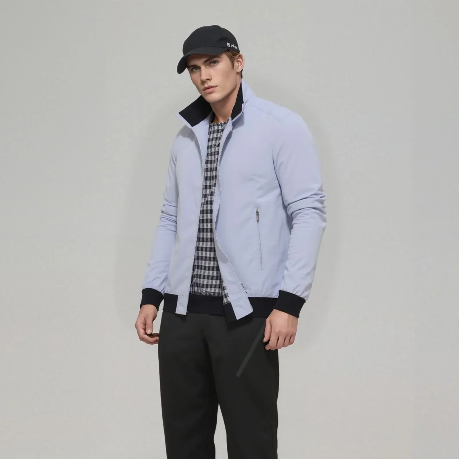 Jaqueta Lancaster™ com Forro Xadrez em Padrão Inglês / Sofisticação Casual para Homens de Bom Gosto!