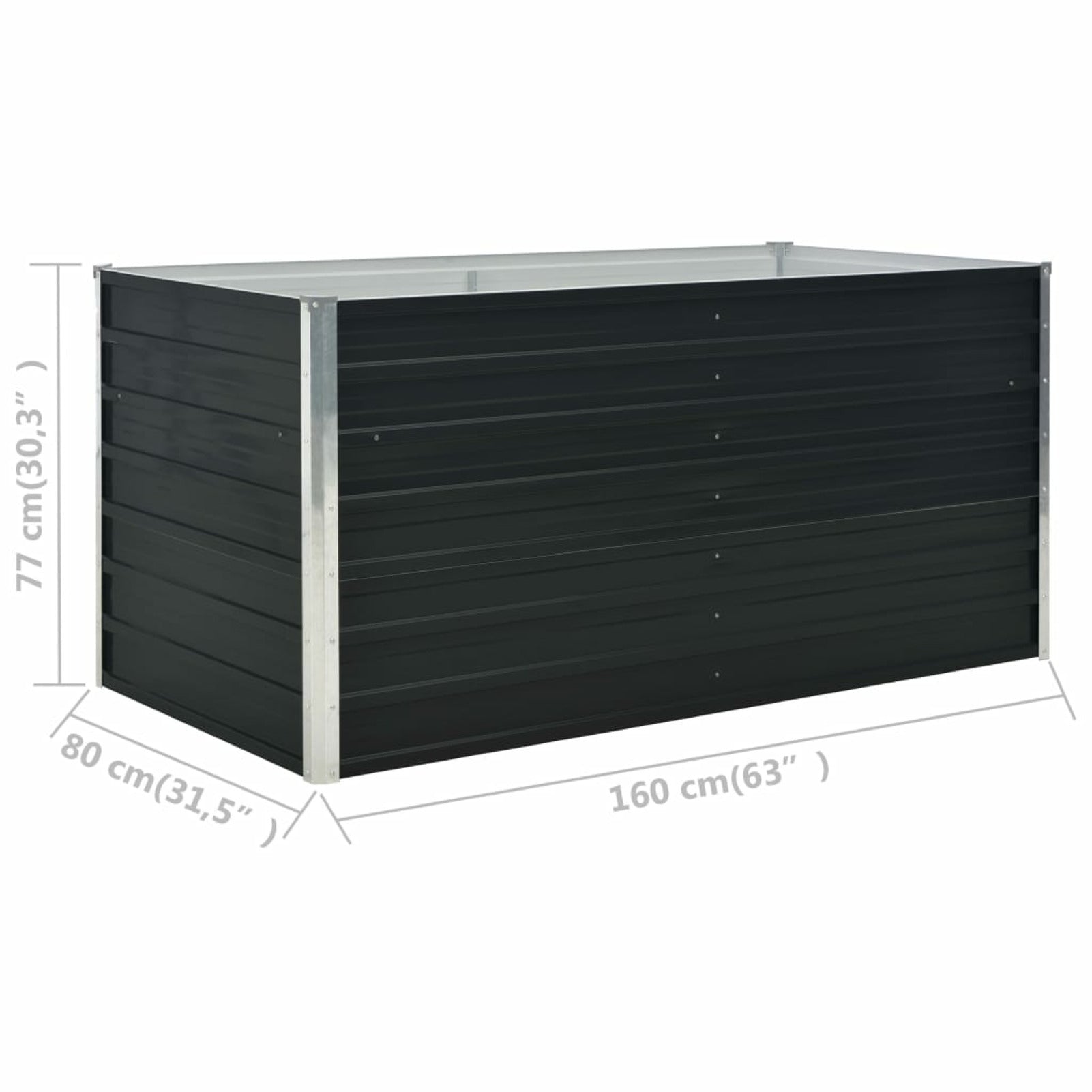 Andoer Raised Garden Bed Anthracite 63"x31.5"x30.3" Galvanized Steel