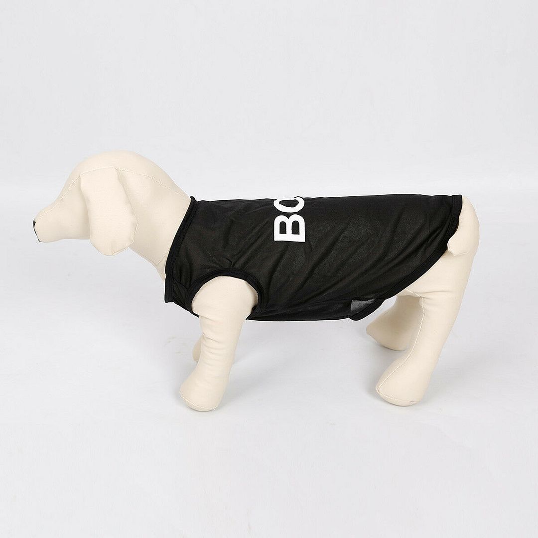 Cute BOSS Logo t-Shirt Black and White BOSS Design Shirt FOR SMALL DOGS Small Dog Sweater (XS)