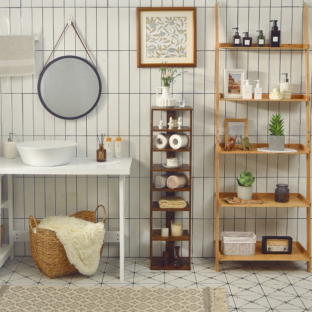 Costway 7 tier Shoe Rack Free Standing Shelf Storage Tower Rustic Brown