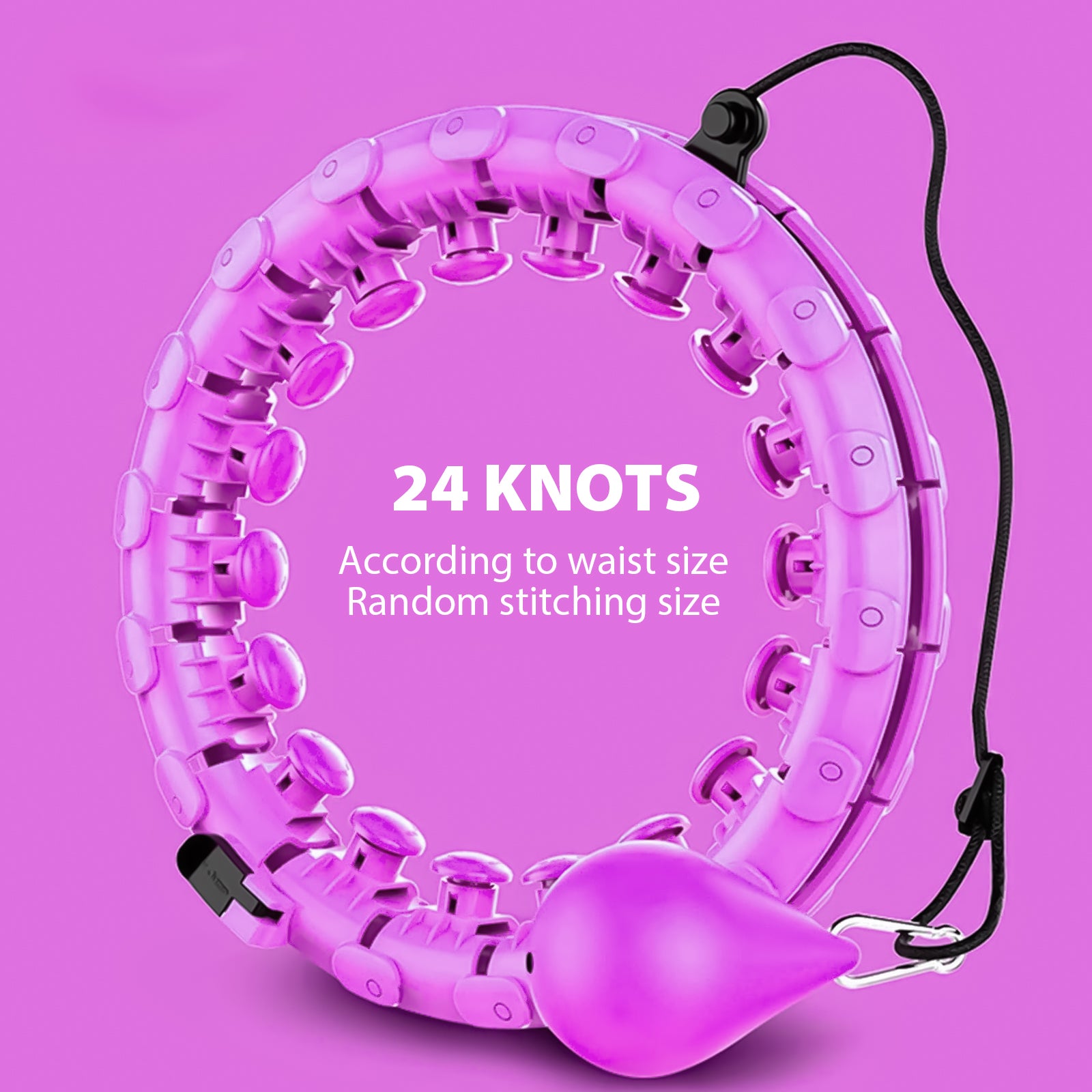 Aptoco 2 in 1 Smart  Fitness Hoop Adults 24 Detachable Knots Weighted Hoop for Exercise， Adults Waist Trainer with Auto-Spinning Ball， Purple， Christmas Gifts