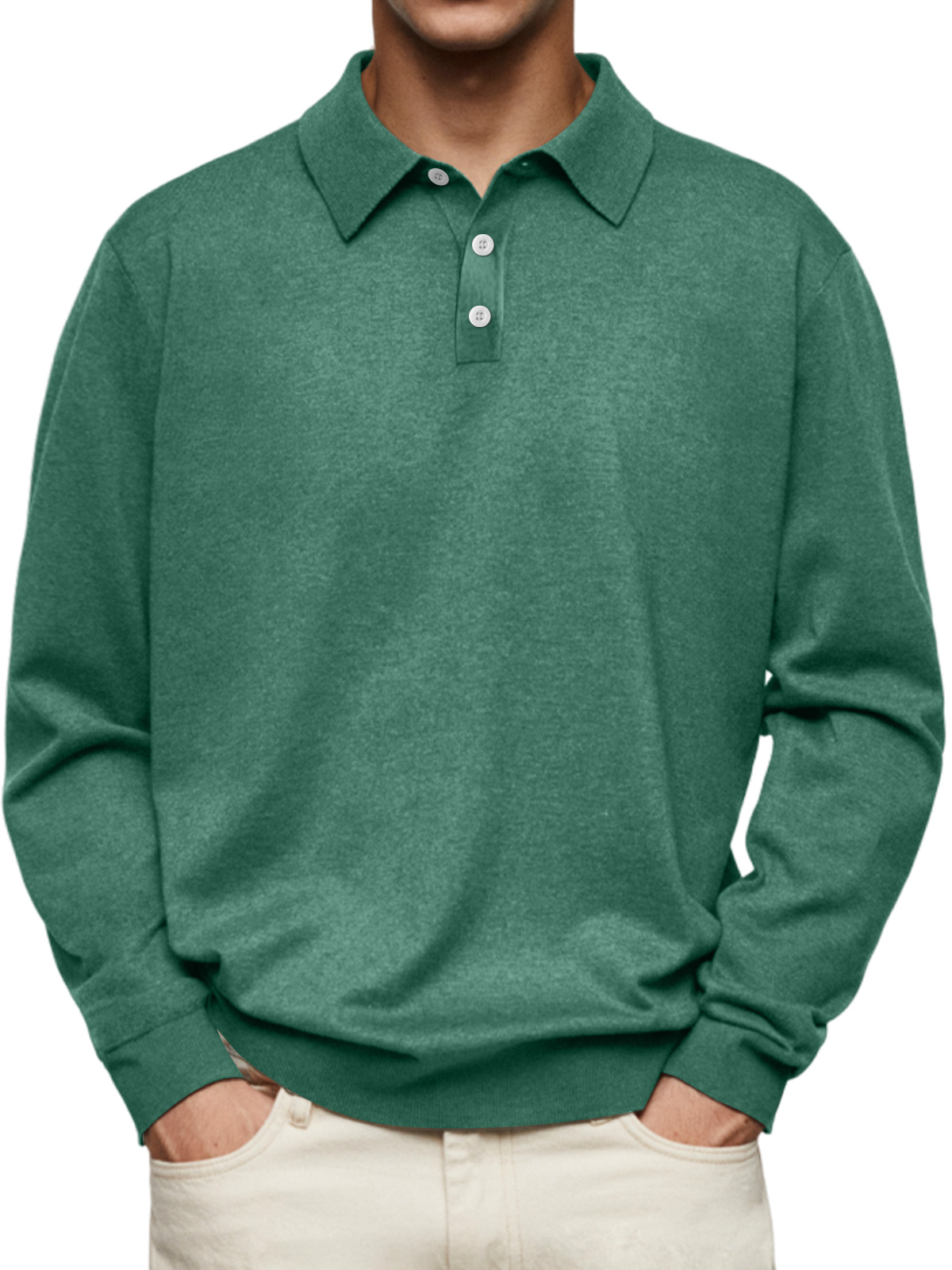 🎄Christmas Sale🔥 Men's Casual and Comfortable Solid Color Lapel Long Sleeve POLO Shirt