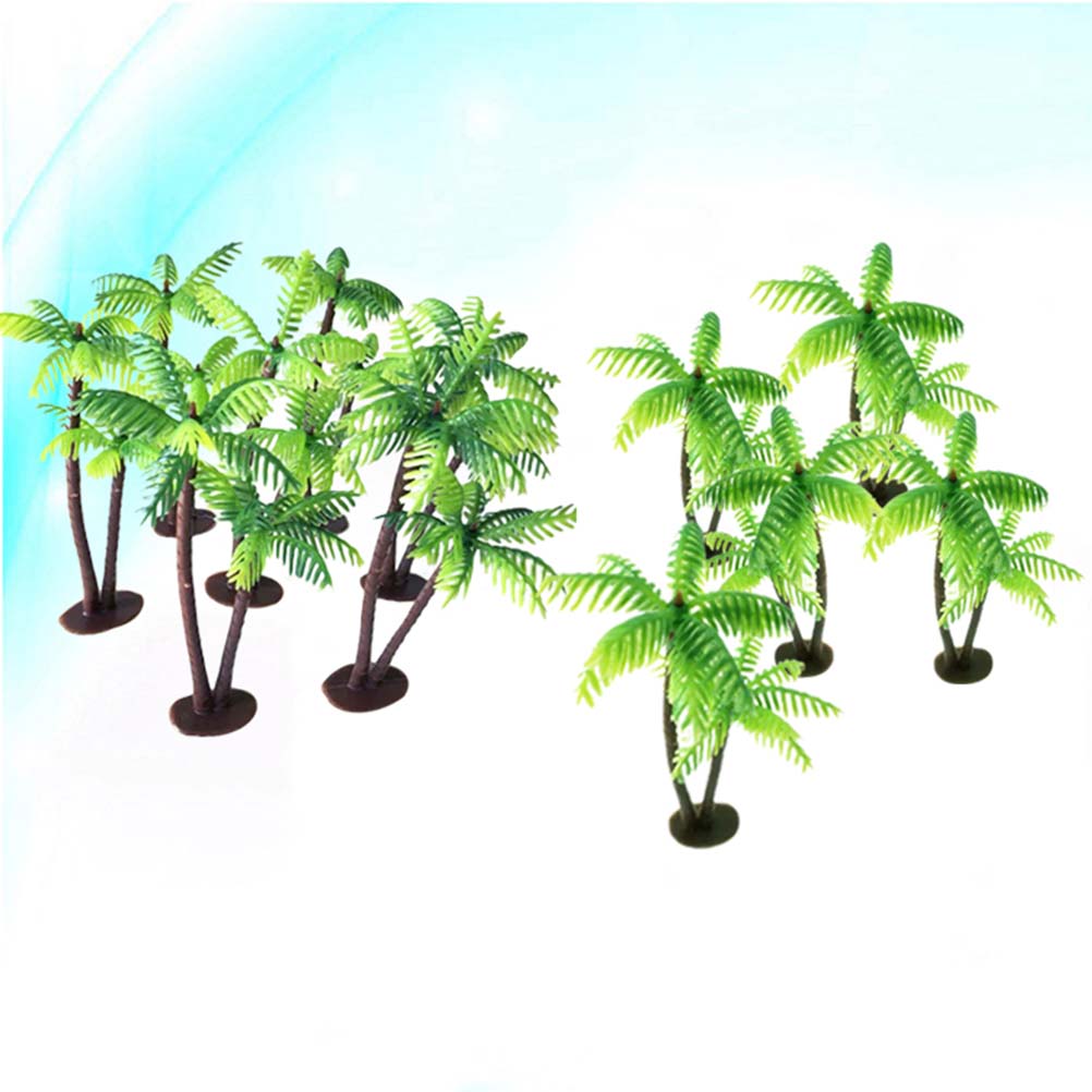 NUOLUX 12Pcs Plastic Coconut Palm Tree Miniature Plant Pots Bonsai Craft Micro Landscape DIY Decor