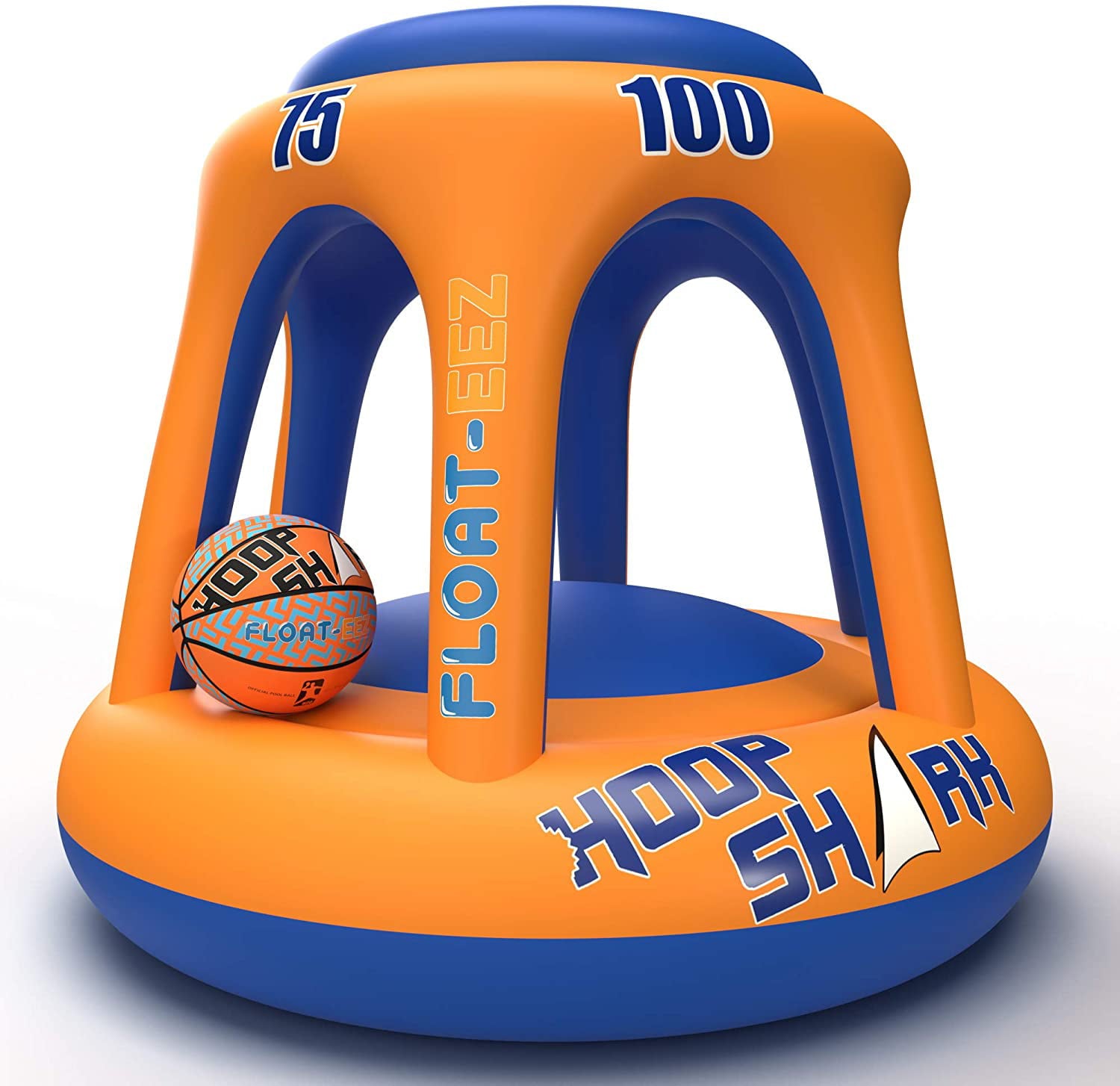Hoop Shark Swimming Pool Basketball Hoop Set by FLOAT-EEZ - 2020 Edition - Inflatable Hoop with Ball Included - Perfect for Competitive Water Play and Trick Shots - Ultimate Summer Toy (Orange)