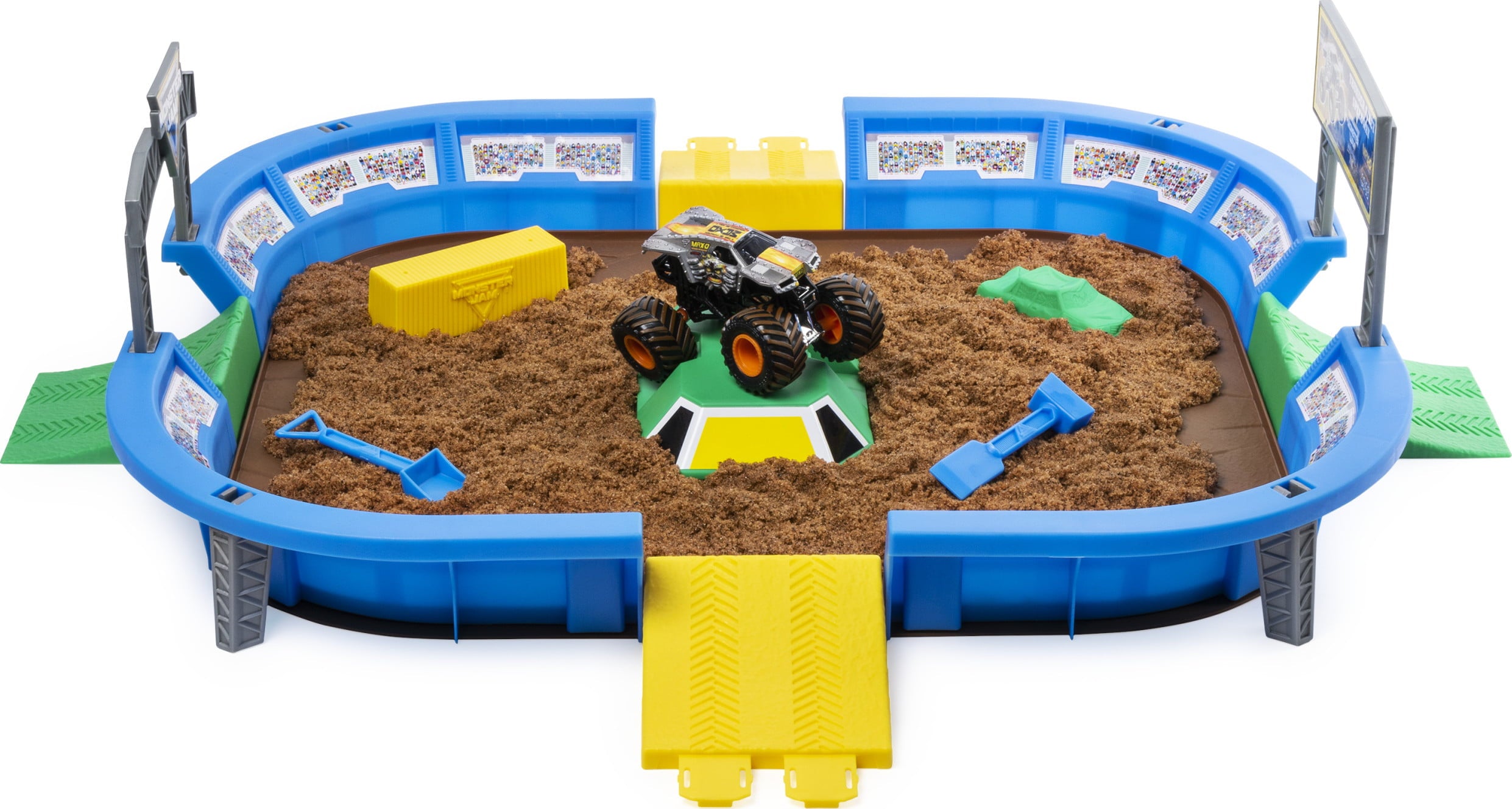 Monster Jam， Monster Dirt Arena 24-inch Playset with 2lbs of Monster Dirt and Exclusive 1:64 Scale Die-Cast Monster Jam Truck