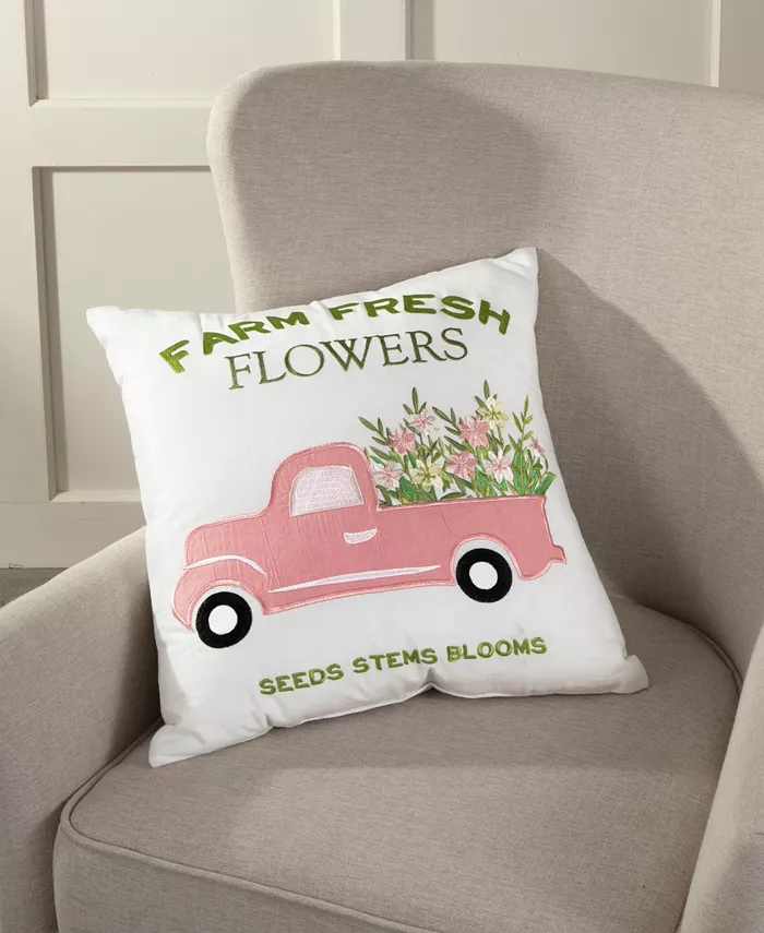 Arlee Home Fashions Farm Fresh Flower Decorative Pillow， 18