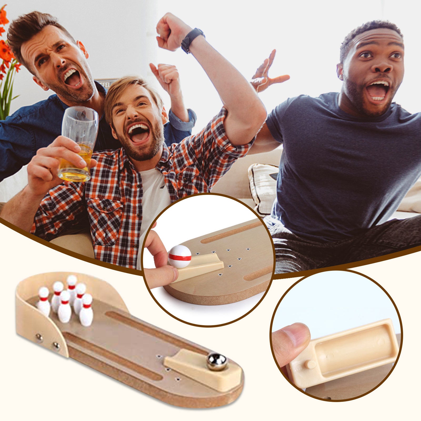 TOYFUNNY Desktop Bowling Gam Kid Mini Wooden Desktop Bowling Basketball Game Interactive