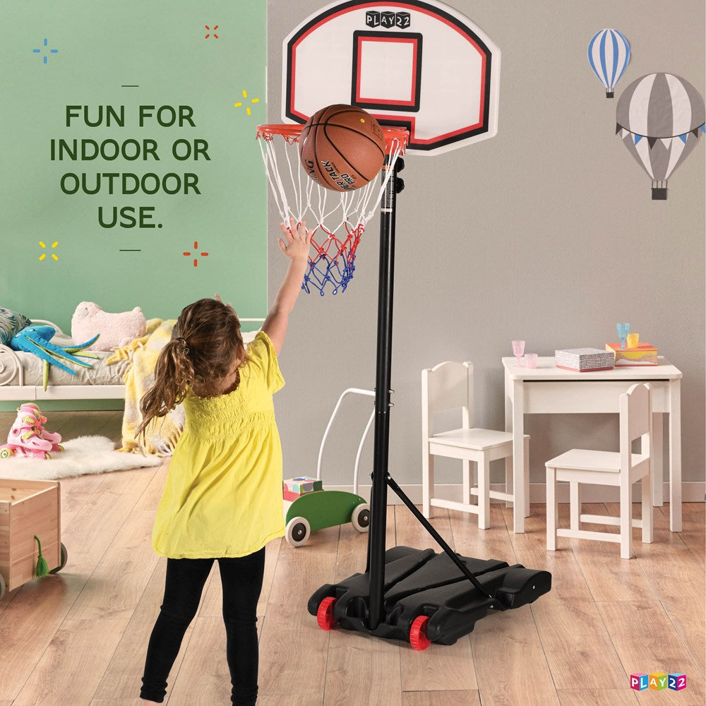 Basketball Hoop with Stand for Kids - Adjustable Height Basketball Hoop - Set to 5ft 9in and 6ft 9in Portable Basketball Weather Resistant Hoop Indoor Outdoor Play - Play22USA