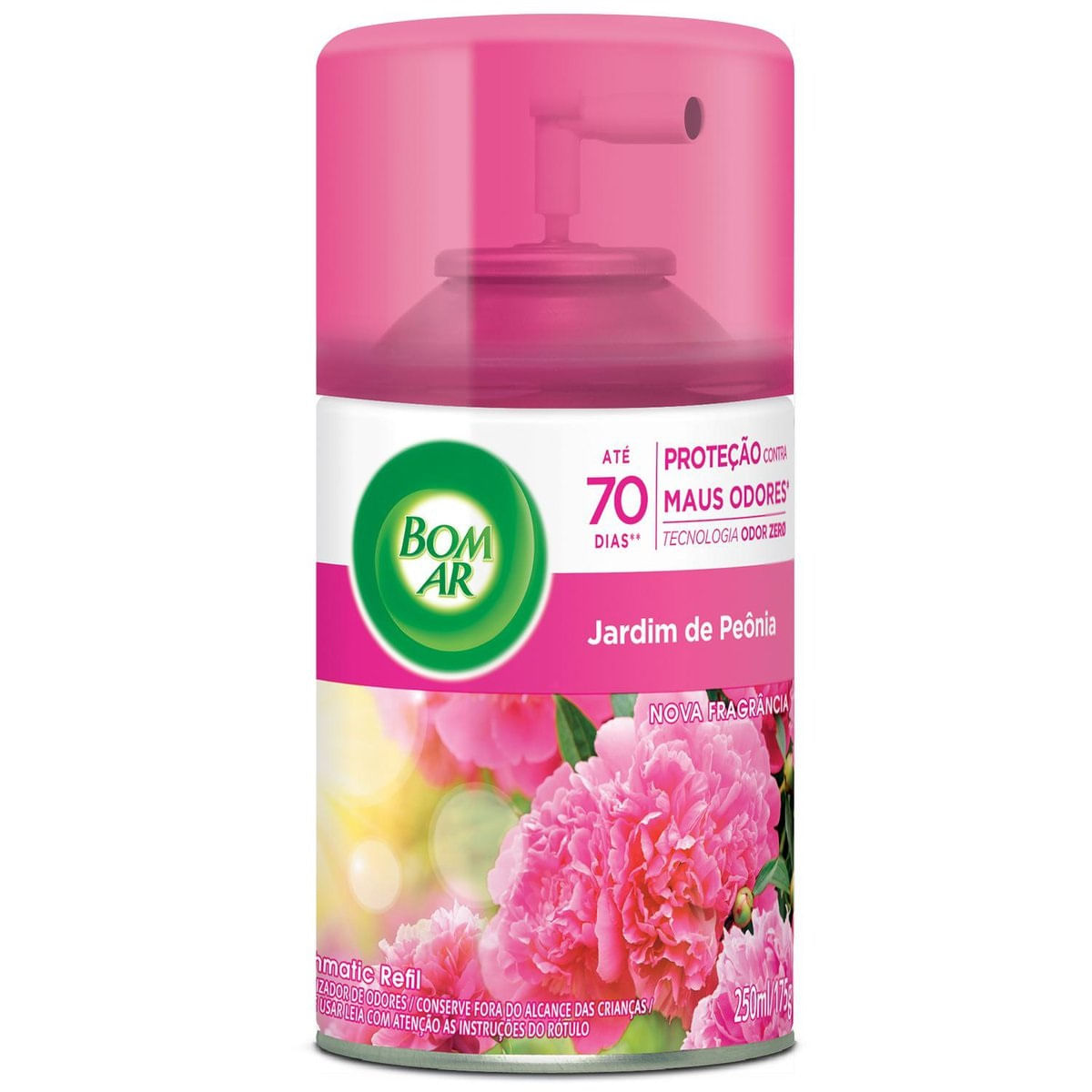 Aromatizador de Ambiente Bom Ar Automatico Aerossol Freshmatic Jardim de Peonia Refil 250ml