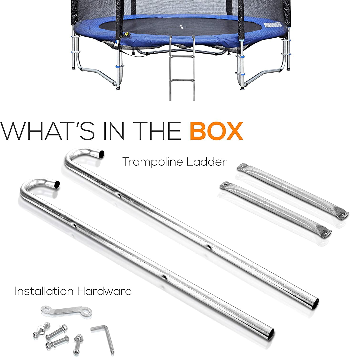 SereneLife 2 Step Weather Resistant Galvanized Steel Trampoline Access Climbing Ladder - 4.7 inch.