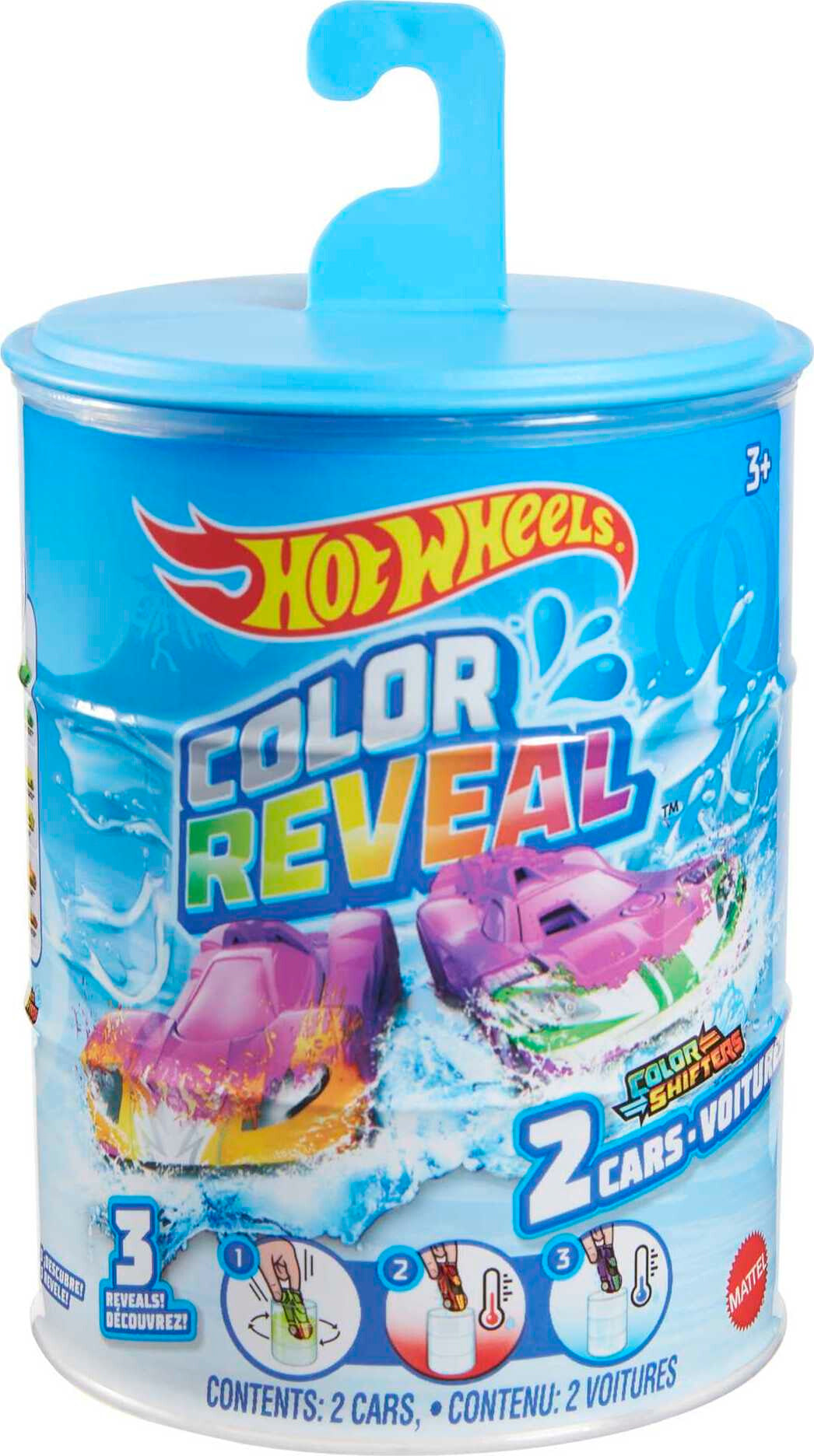 Hot Wheels Color Reveal， Set of 2 Vehicles with Surprise Reveal and Color-Change Feature
