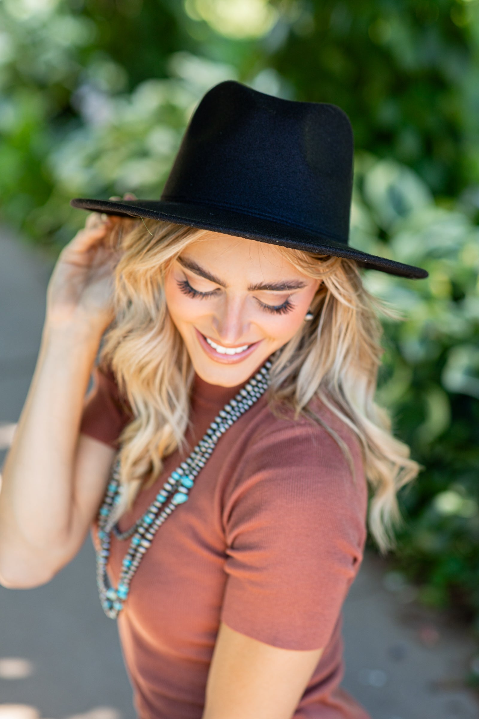Black Felted Wide Brim Hat