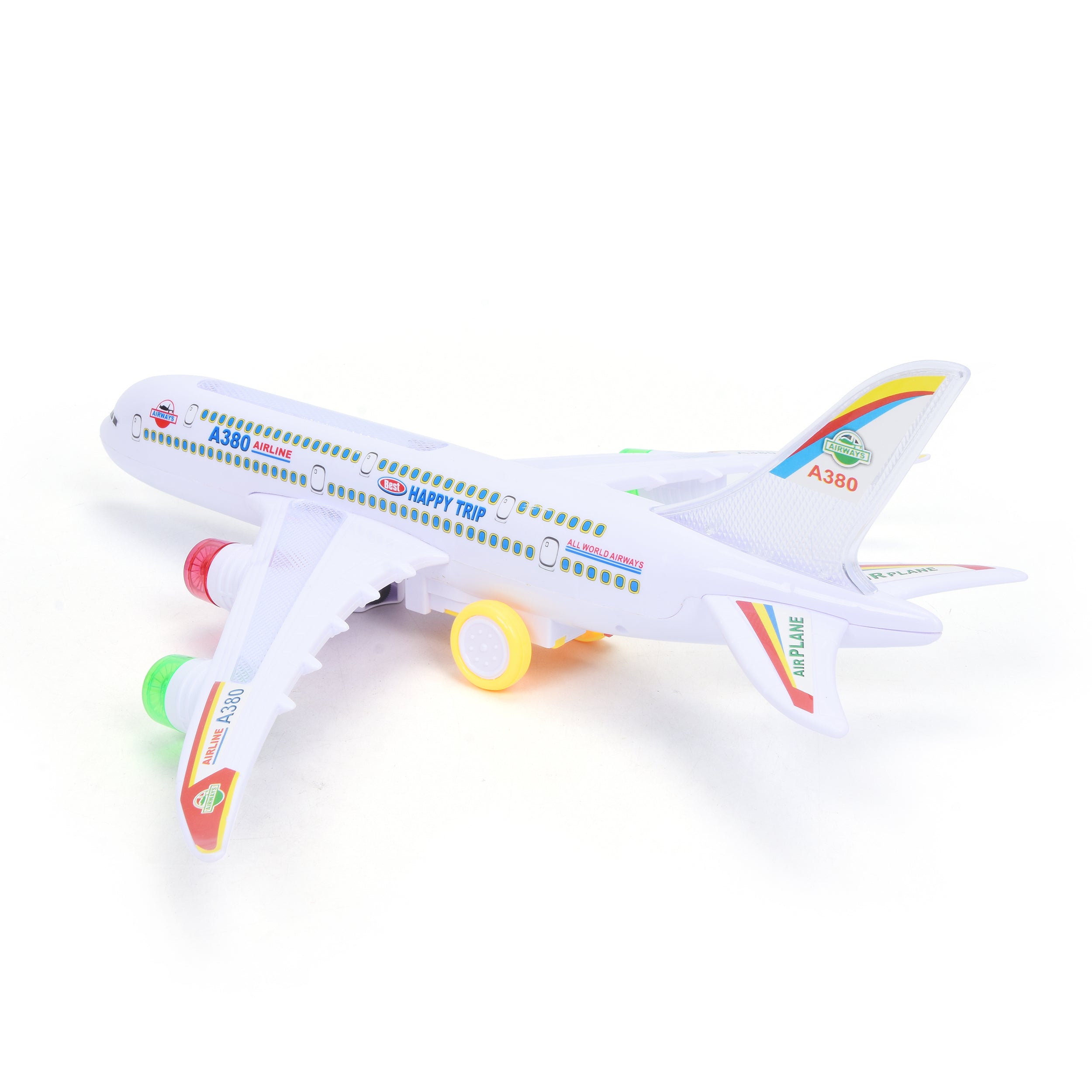 WonderPlay All Aboard! Bump and Go Airplane With Light and Sound - White
