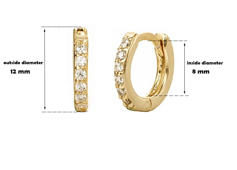 CZ Huggie Hoop Earrings， Second Hole Hoops， Cartilage Hoops， Small Helix Hoop， Conch Hoops， Tragus Hoop (Silver White)