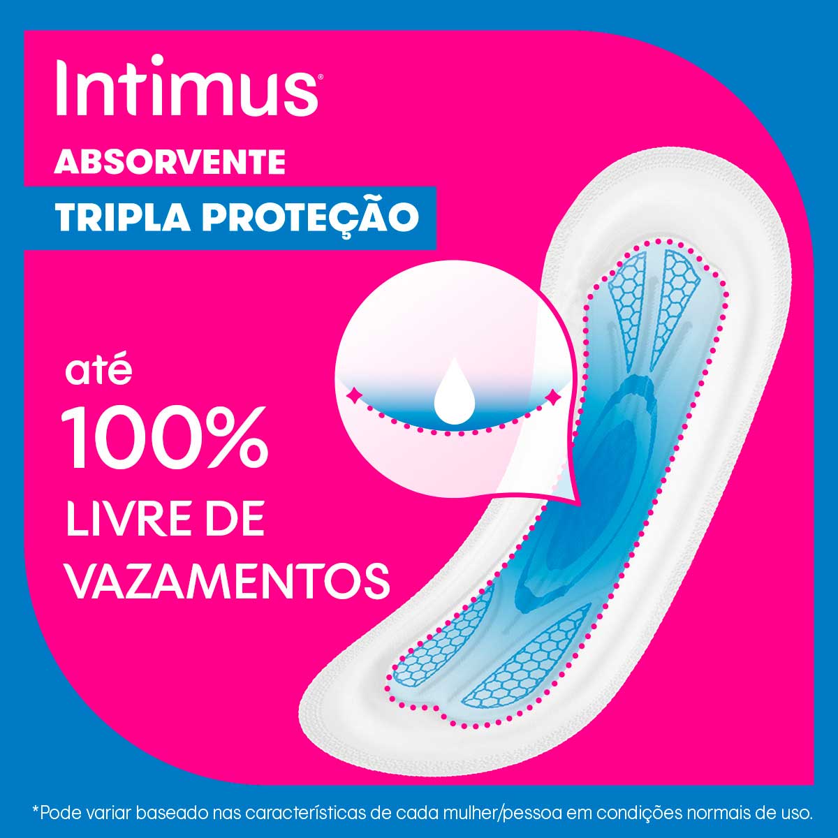 Absorvente Tripla Protecao Suave sem Abas Intimus 8 Unidades