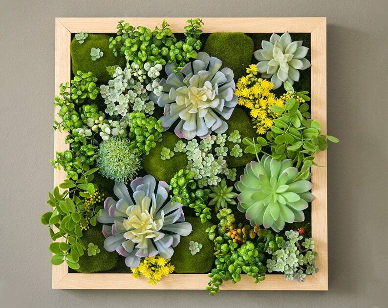 Faux Plant Succulent Wall, Faux Greenery Foliage With Stem, Fake Succu