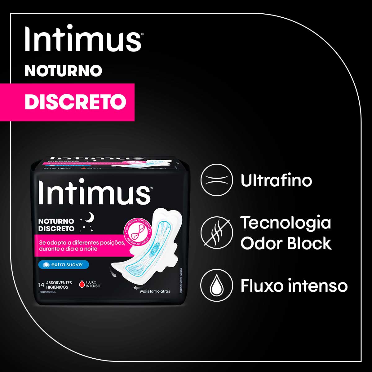Absorvente Intimus Noturno Discreto com Abas 28 Unidades