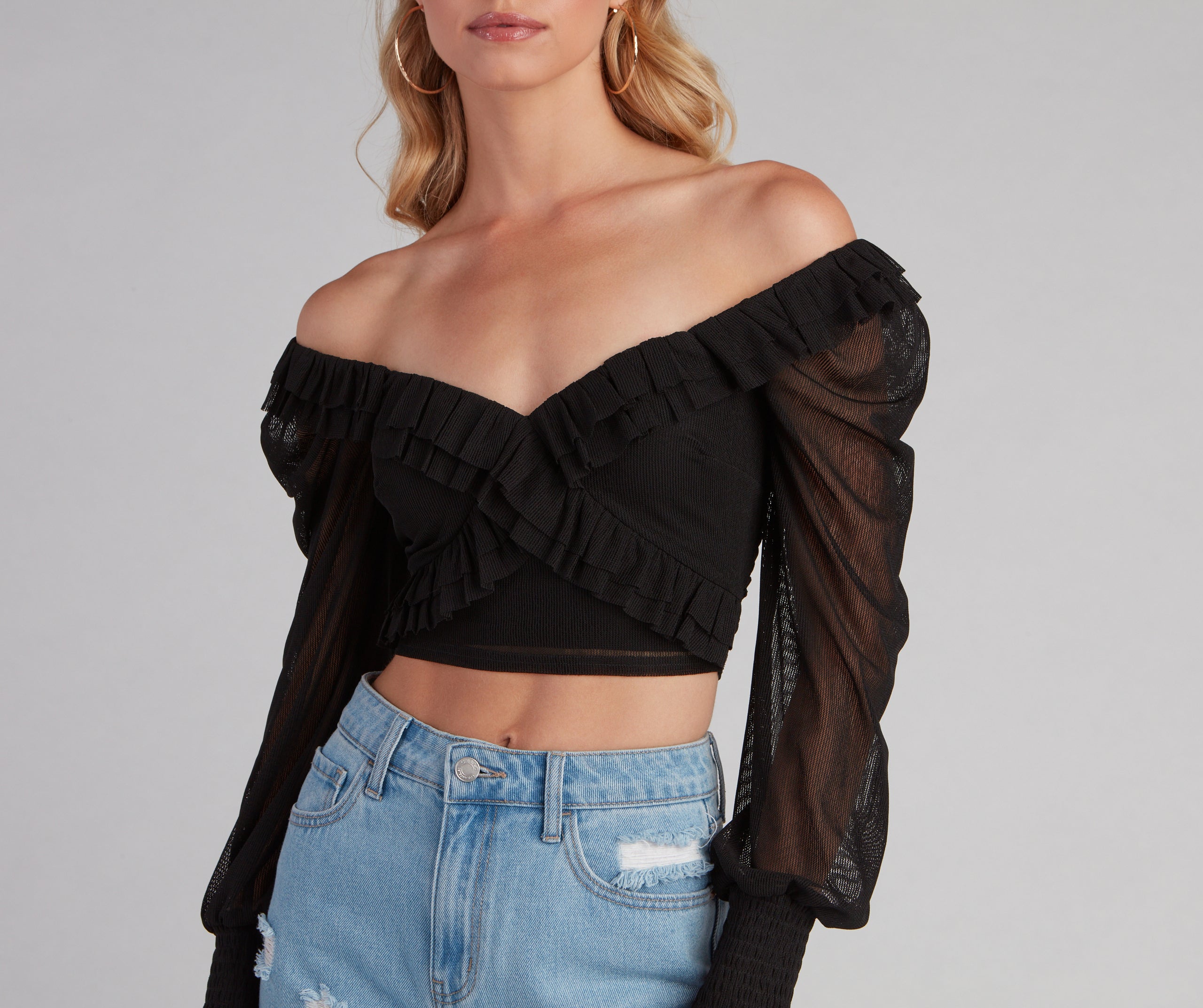 Flirty Flair Ruffle Detail Crop Top