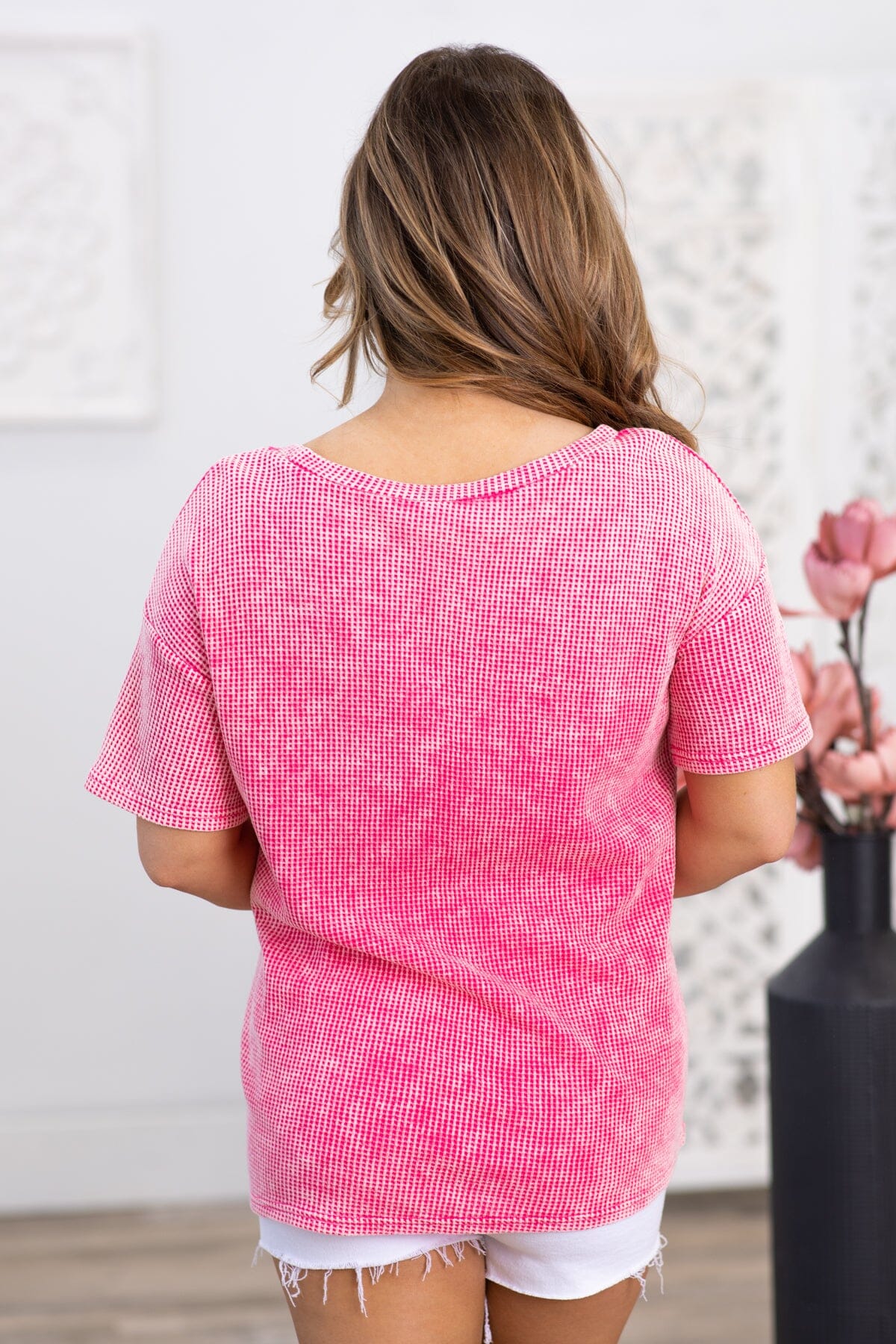 Hot Pink Washed Cool Mom Graphic Top