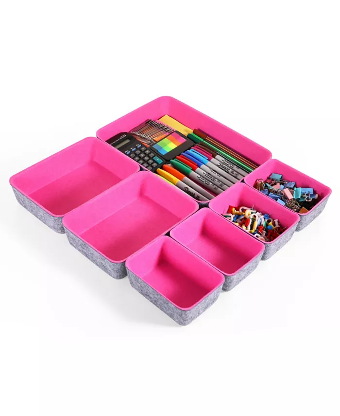 Welaxy Felt 7 Piece Drawer Organizer Tray Set