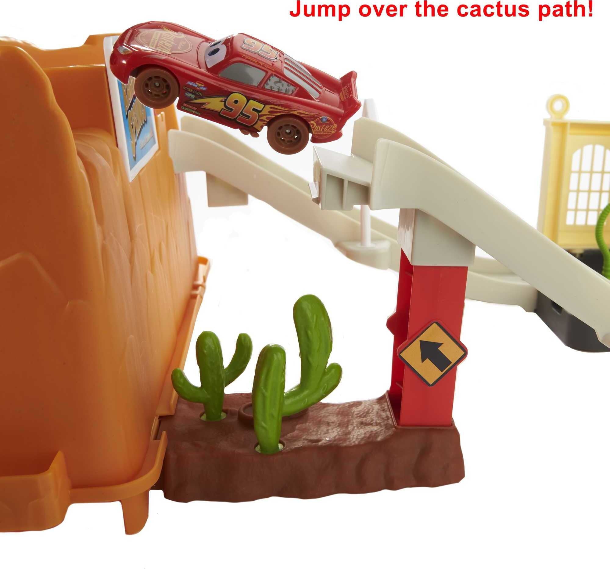 Disney and Pixar Cars Race and Go Playset with Lightning McQueen Toy Car and 2-in-1 Storage Tub