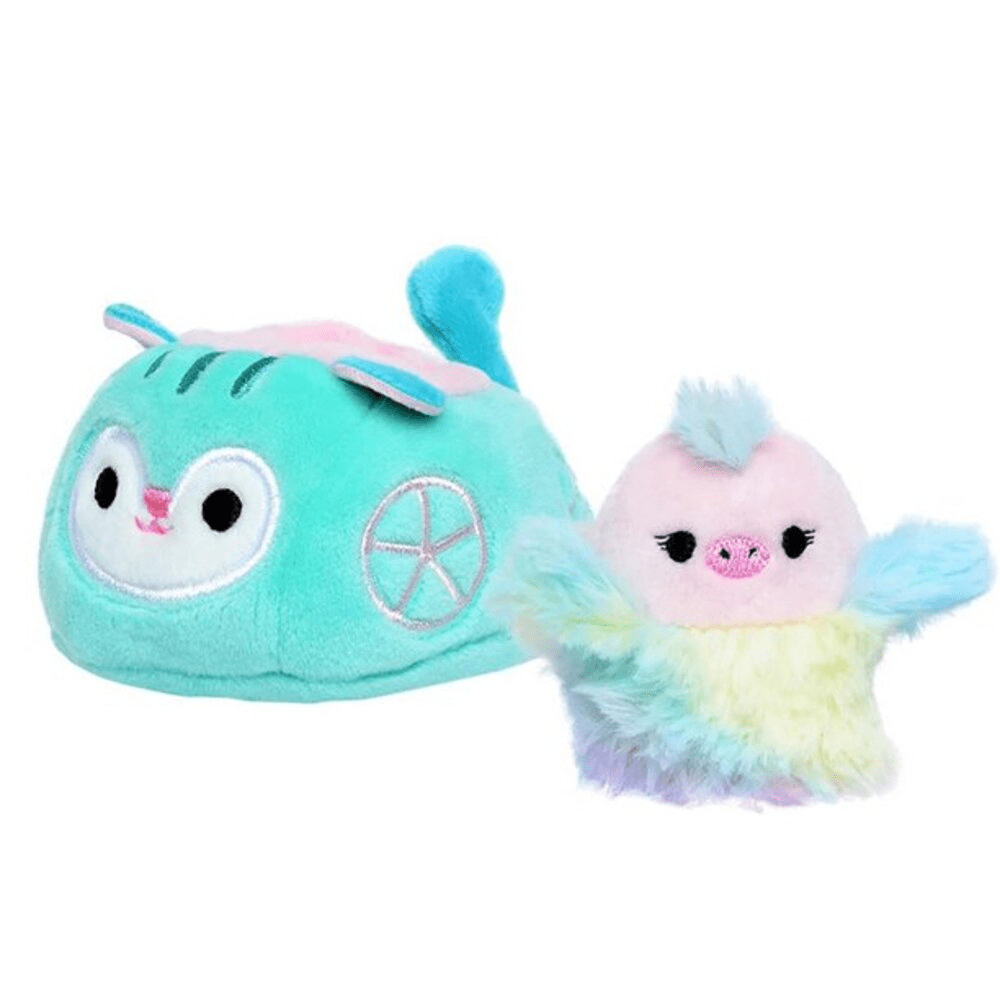 Kellytoy KTY-SQM0020TEA-C Squishville Mini Squishmallow Plush | Elda the Ostrich in Vehicle