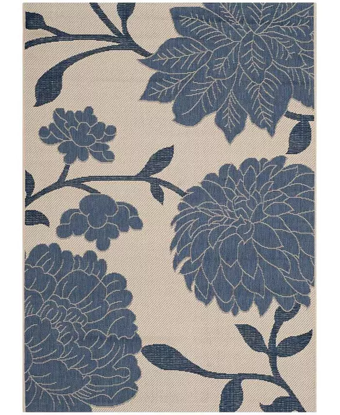 Safavieh Courtyard Beige and Blue 8' x 11' Sisal Weave Outdoor Area Rug