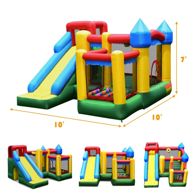 Mighty Inflatable Bounce House Castle Jumper Moonwalk Bouncer w/735W Blower 120'' x 120'' x 84''