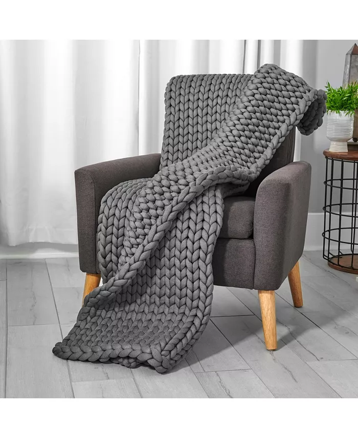 Tranquility Chunky Knit Weighted Throw， 11.9 lbs， 48