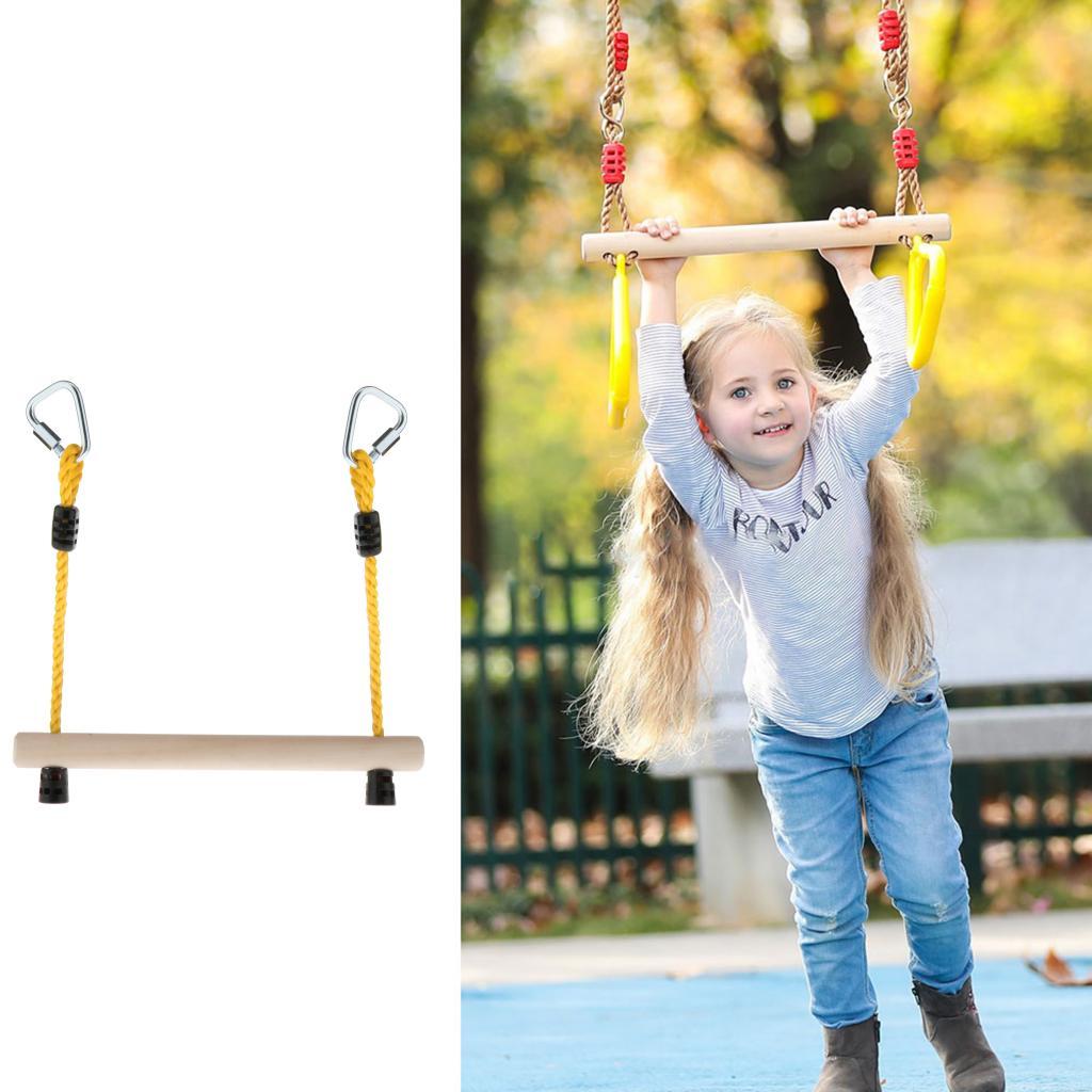 Kids Rope Ladder Rod Childrens Outdoor Climbing Frame Bar Tree yellow