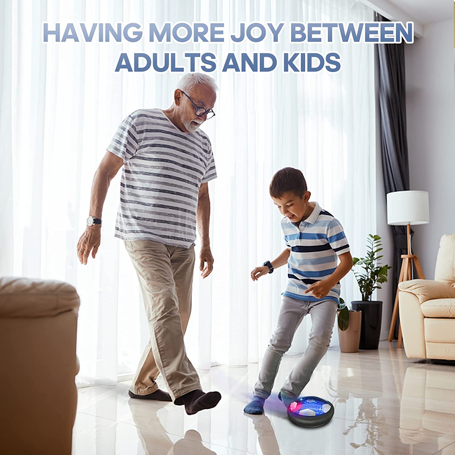 Kids Suspended Soccer， Indoor Soccer with LED Lights and Upgraded Foam Bumper for Kids 3-12 Years Old