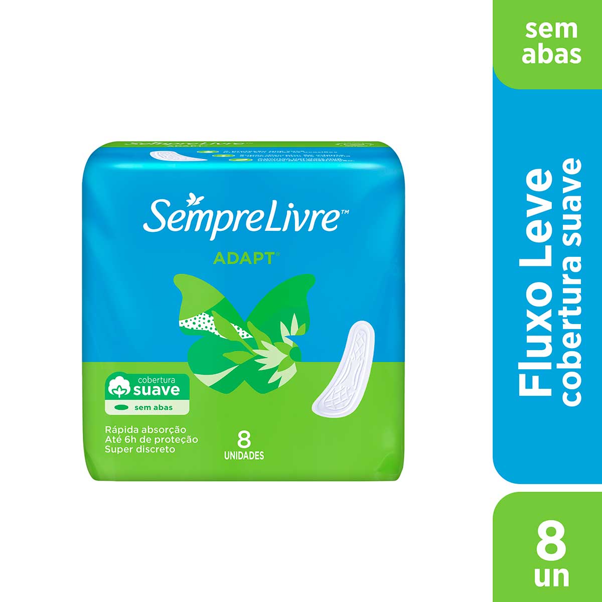 Absorvente sem Abas Malha Suave Sempre Livre Adapt 8 Unidades