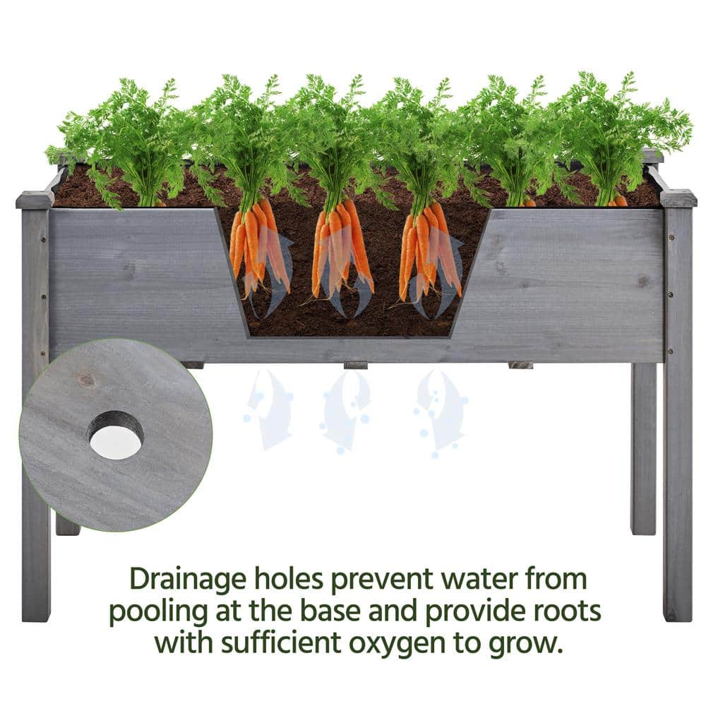 Yaheetech 47.5 in. L x 23.5 in. W x 30 in. H Fir Wood Elevated Planter Raised Bed for Backyard， Patio DYyh5e0001