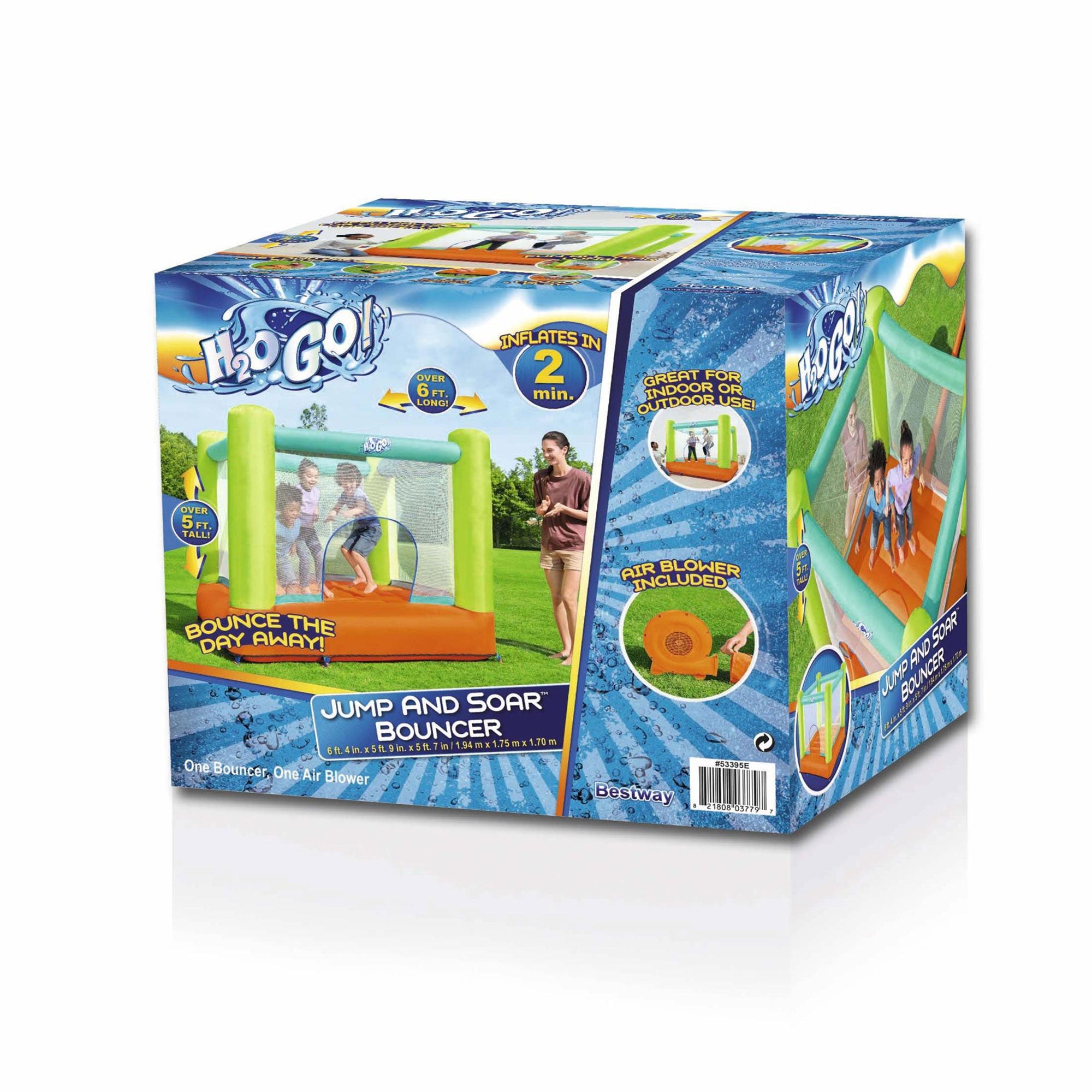 Bestway Jump And Soar Outdoor Indoor Inflatable Bounce House with Air Pump