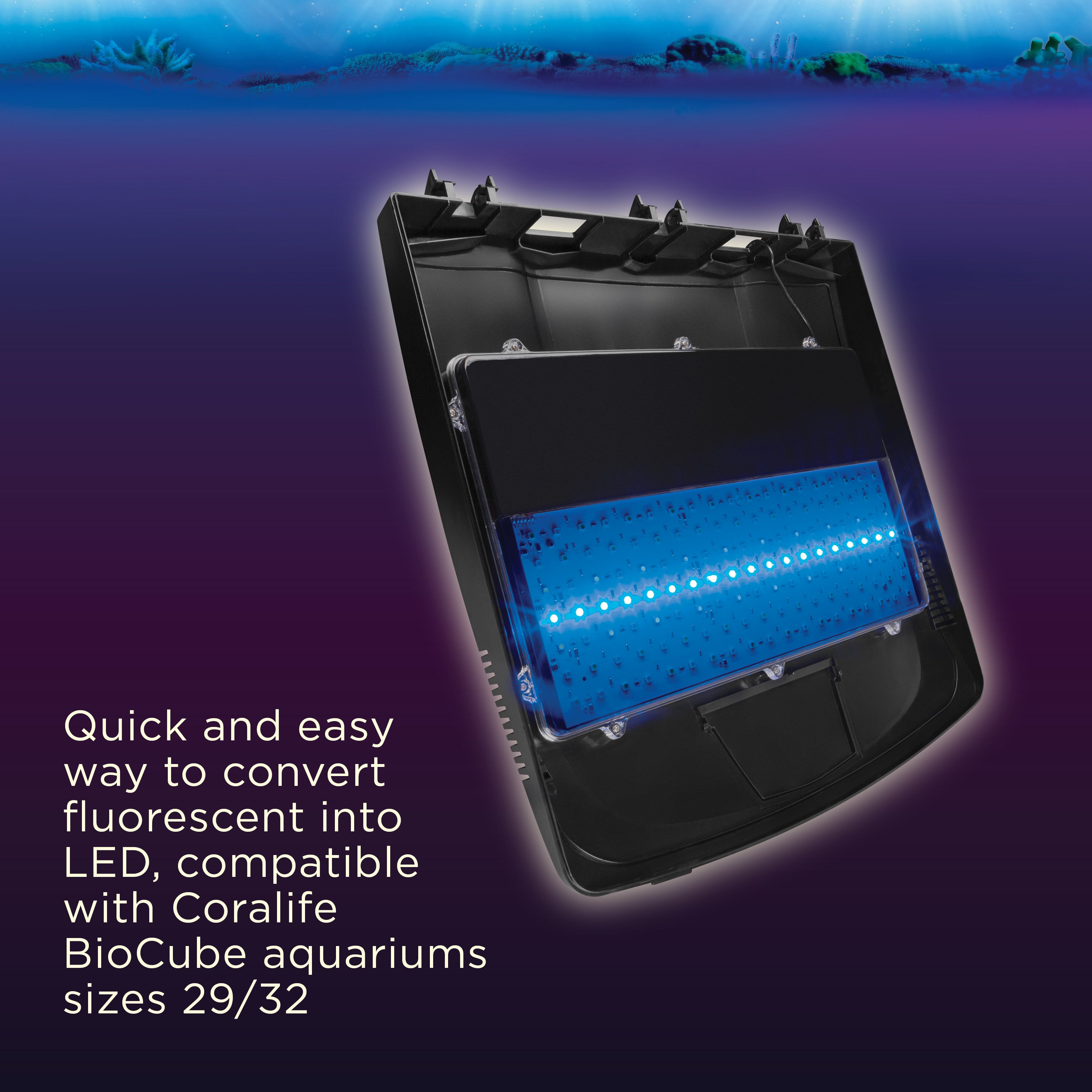 Coralife LED Biocube Hinge-Top Canopy，  Replacement Canopy， Upgrade Fluorescent Aquariums into LED