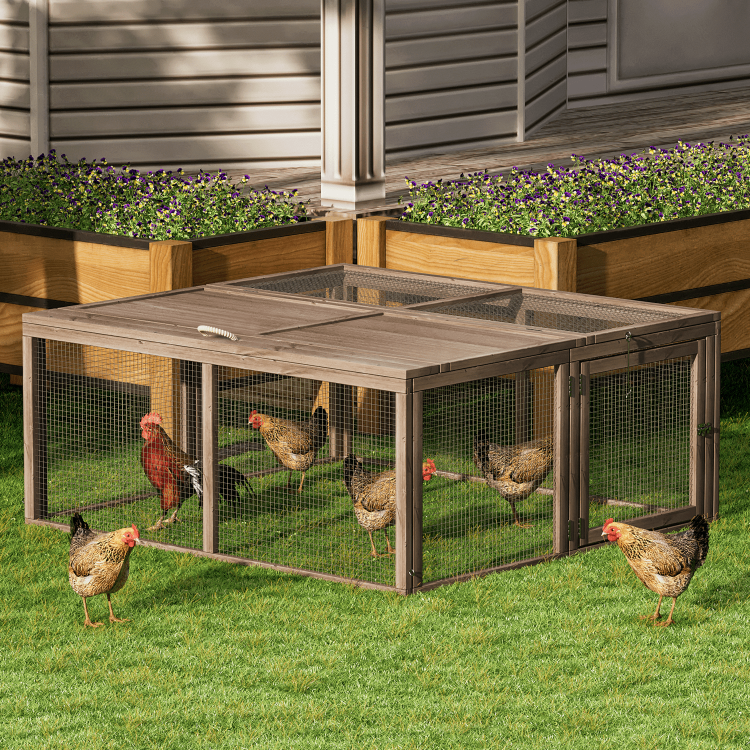 MoNiBloom Chicken Coop Rabbit Hutch， 45.5