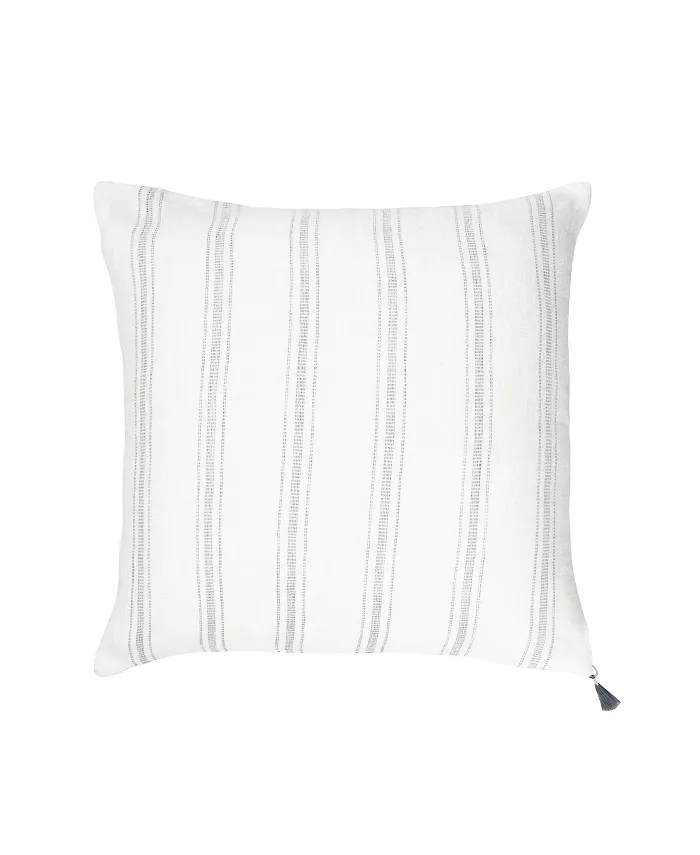 Anaya Home White With Grey Stripes So Soft Linen Down Throw Pillow