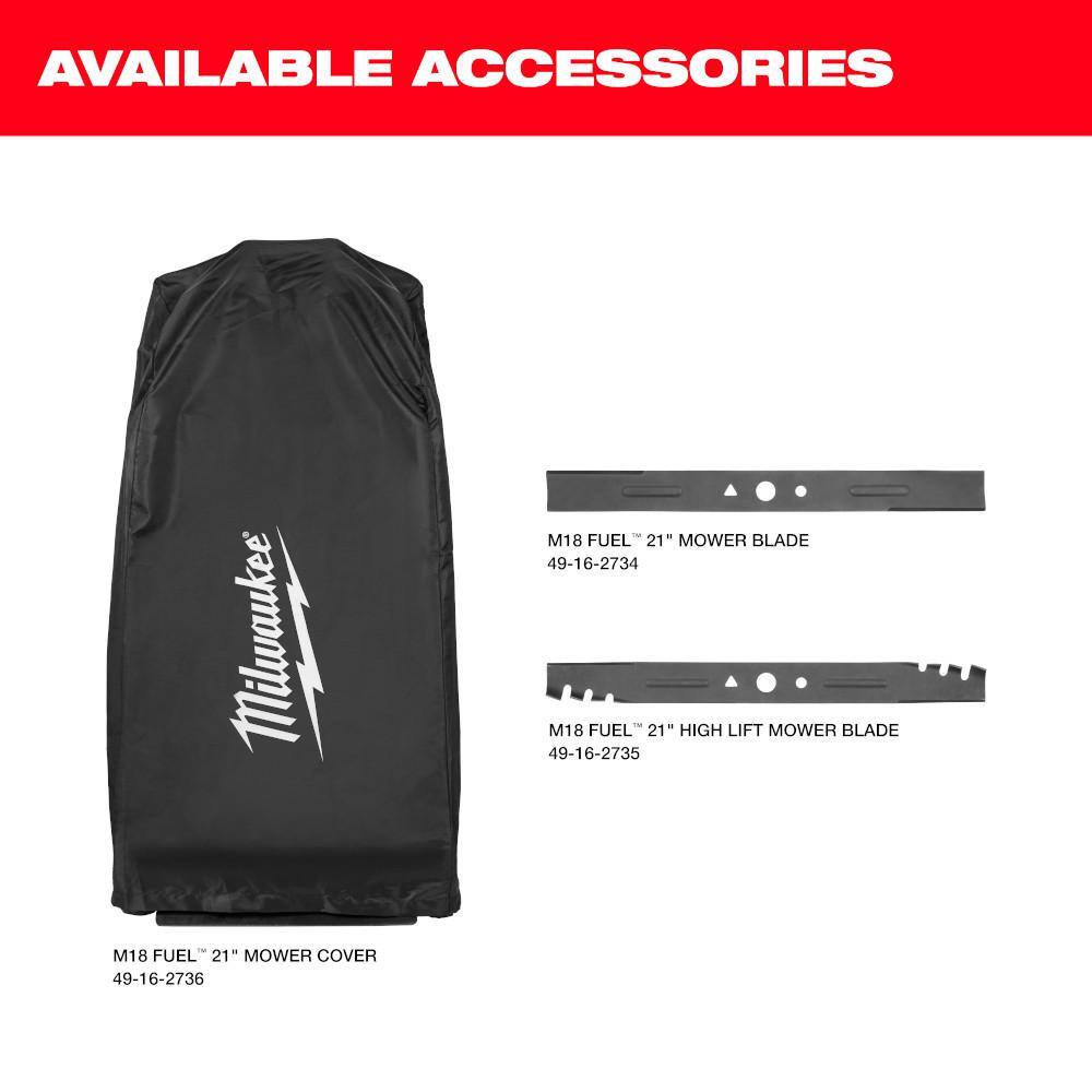 Milwaukee M18 FUEL Brushless Cordless 21 in. Walk Behind Self-Propelled Mower Pesticide Sprayer w (2) 12Ah  (1) 3 Ah Batteries 2823-22HD-2820-21PS