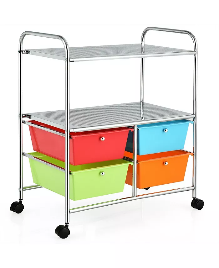 Costway 4 Drawer Rolling Storage Cart Scrapbook Paper Office School Organizer