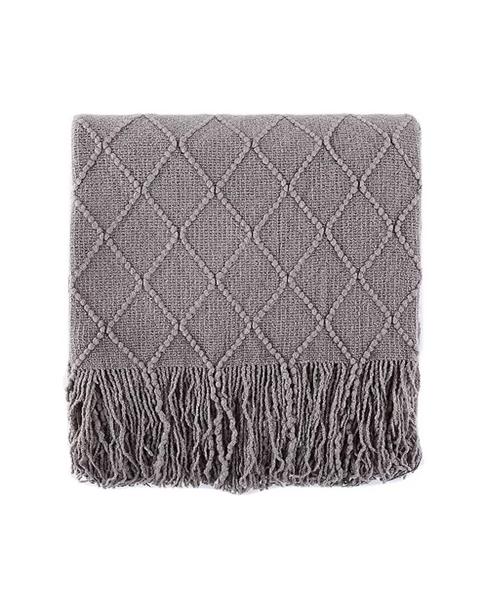 Battilo Home Knit Diamond Patterned Throw， 80