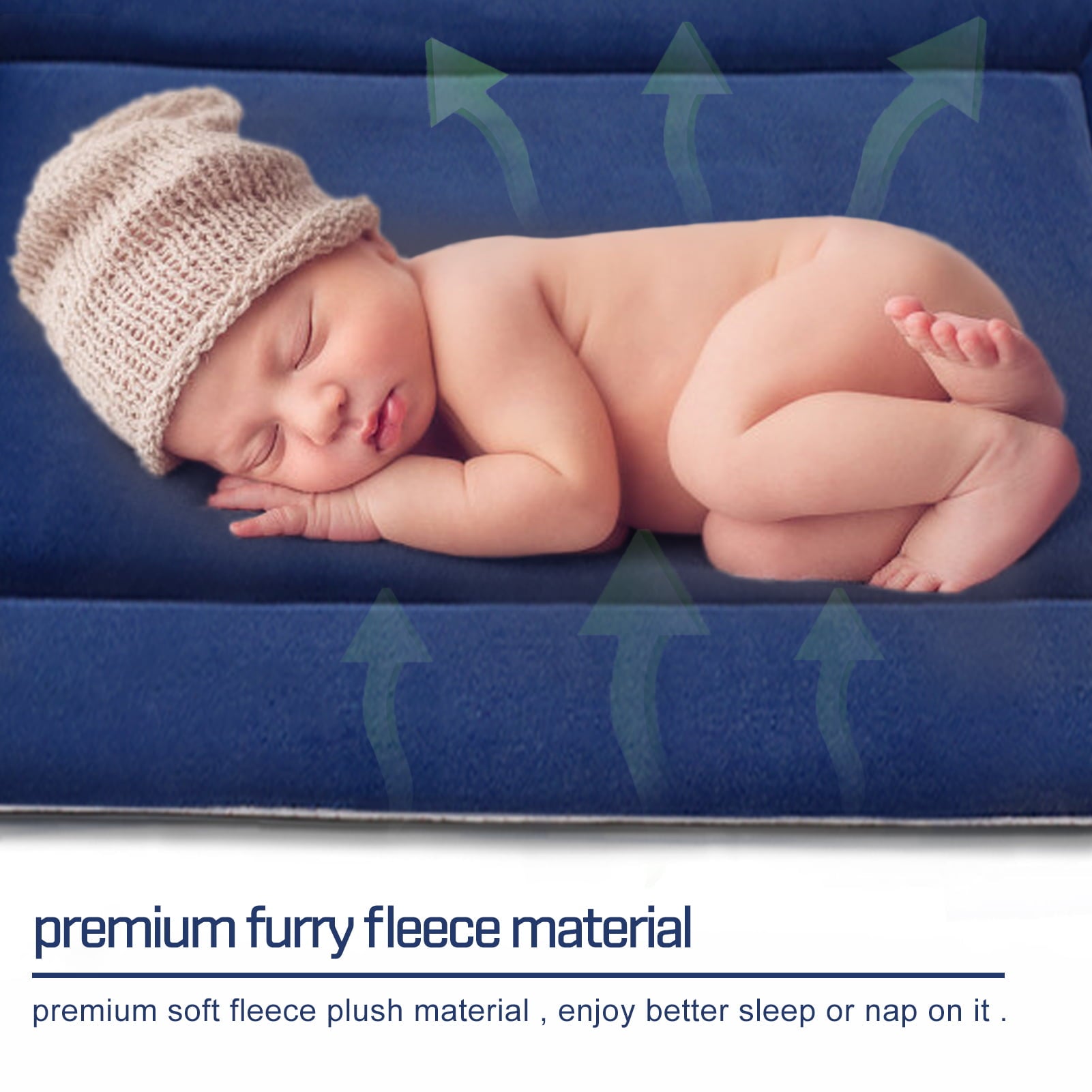 Hero Dog Large Dog Bed Crate Mat 42 in Washable Pet Beds Soft Dog Mattress Anti-Slip Kennel Mats (Dark Blue)