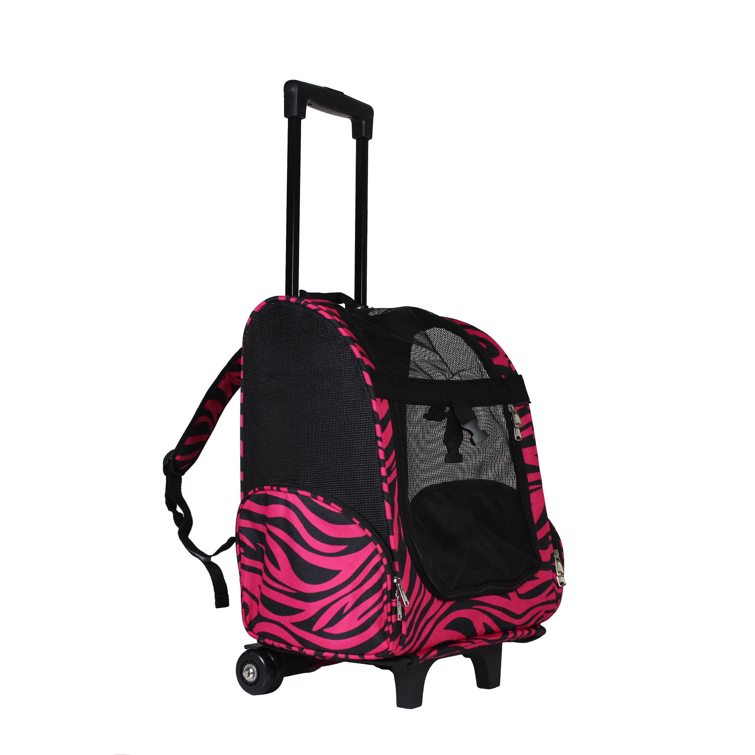 World Traveler  Zebra 20-Inch Rolling Small Pet Carrier Backpack Carry-On Convertible