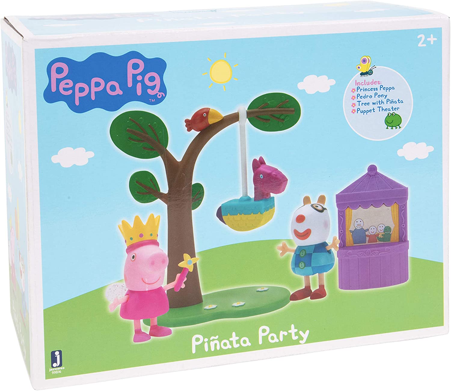 Peppa Pig Birthday Party Playset， 5 Pieces - Includes Peppa and Pedro Figures， Pinata， Puppet Show and Tree - Ages 2+
